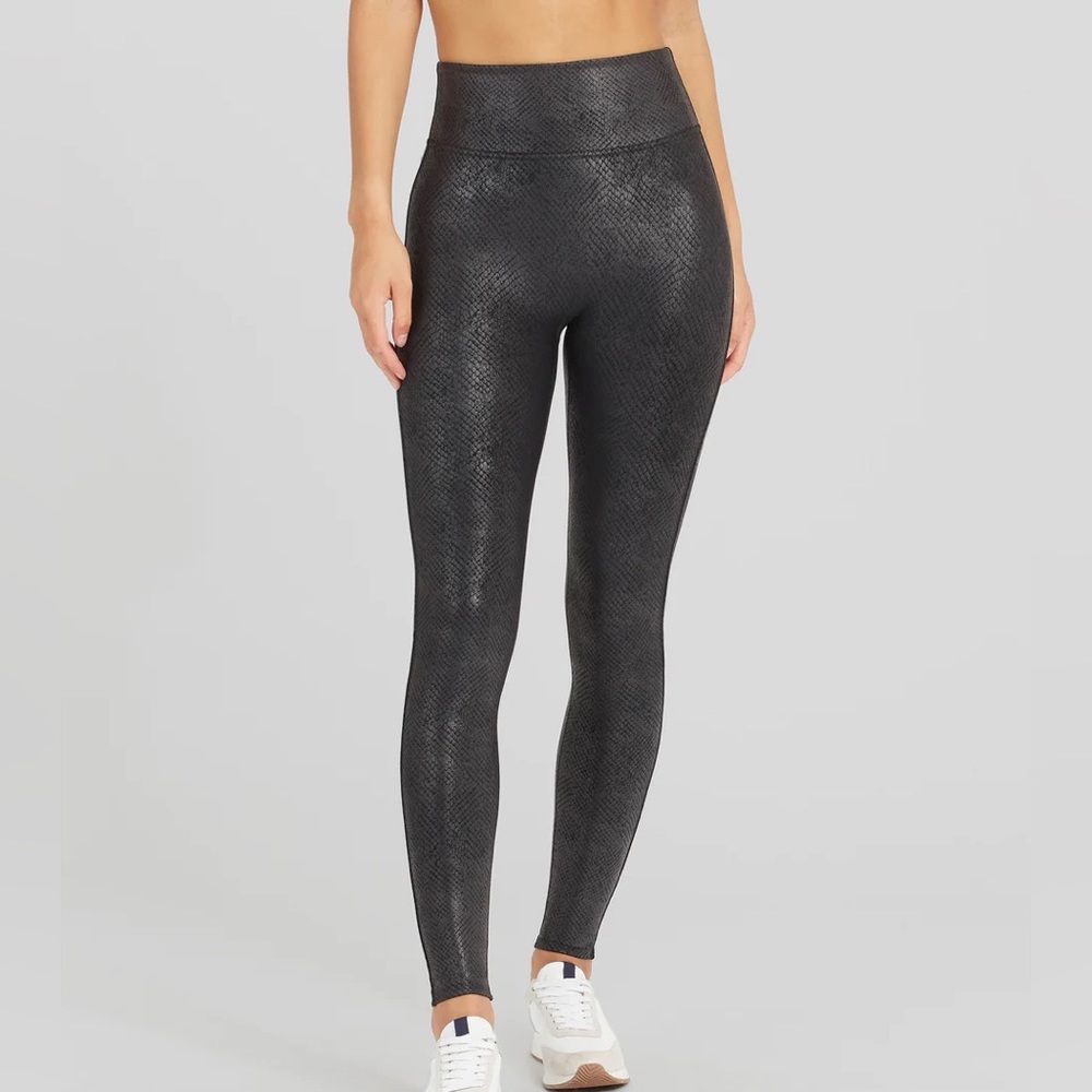 Spanx Faux Leather Matte Snake Leggings